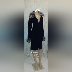 (Sold) Its Our Time Black Midi Sweater Coat M